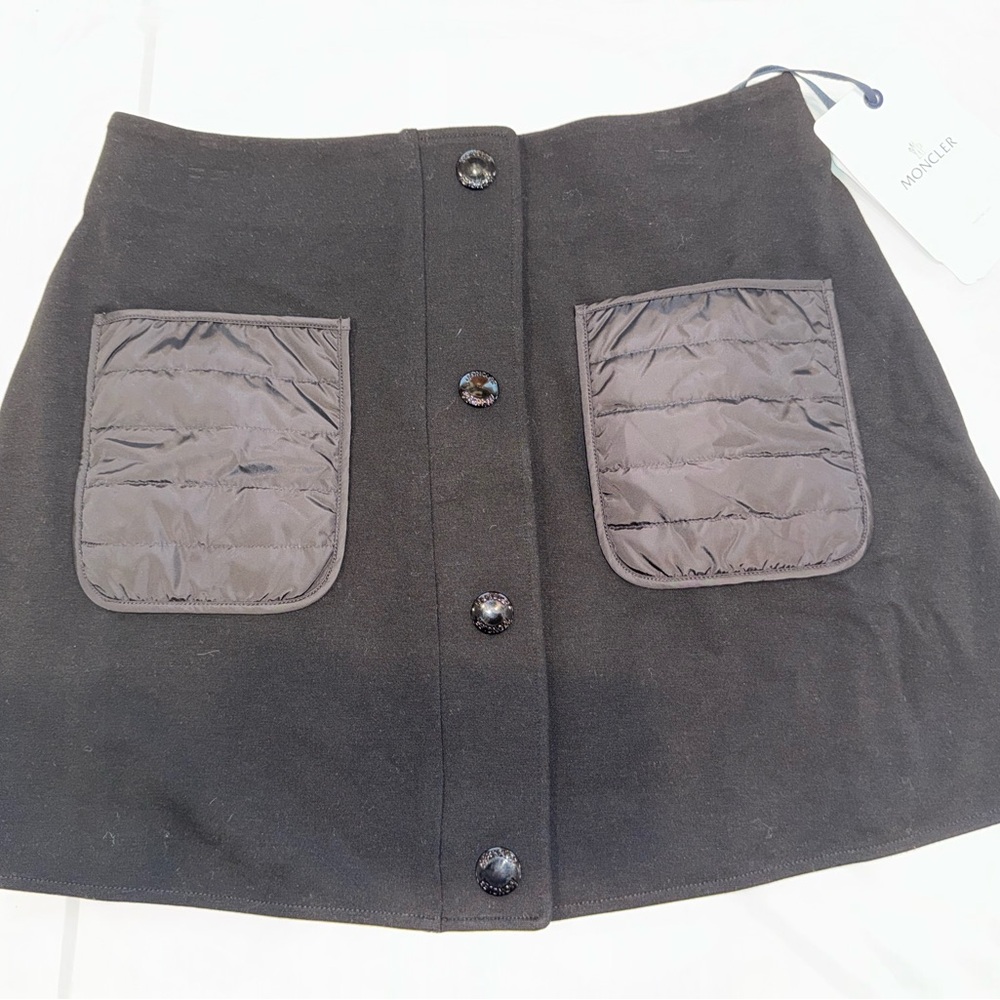 Moncler Black Mini Skirt with Quilted Pockets